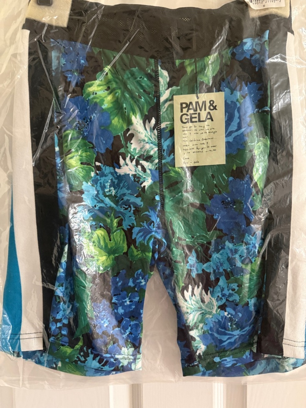 Pam & Gela Sophia Bike Shorts Floral Side Stripe Size M NWT